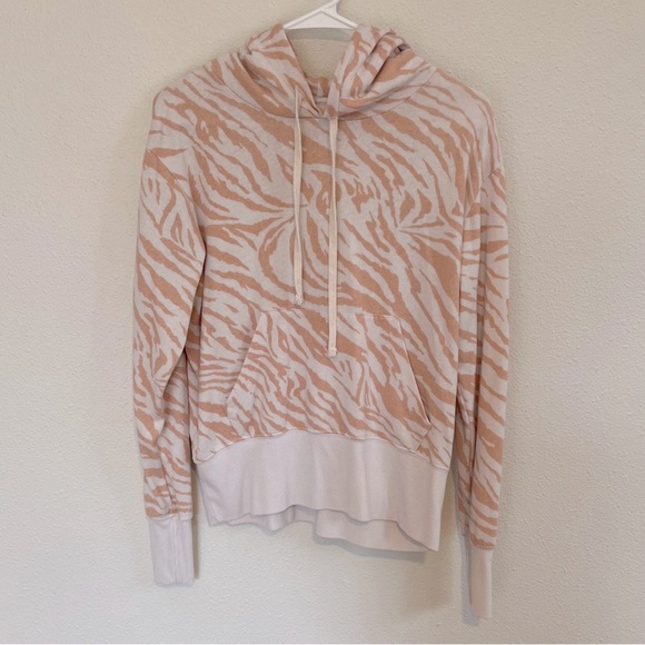 Sundry Peach and Cream Zebra Print Hoodie - Picture 1 of 4